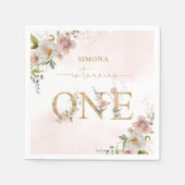Serviette En Papier Fleur sauvage premier anniversaire Wild One rose r (Devant)