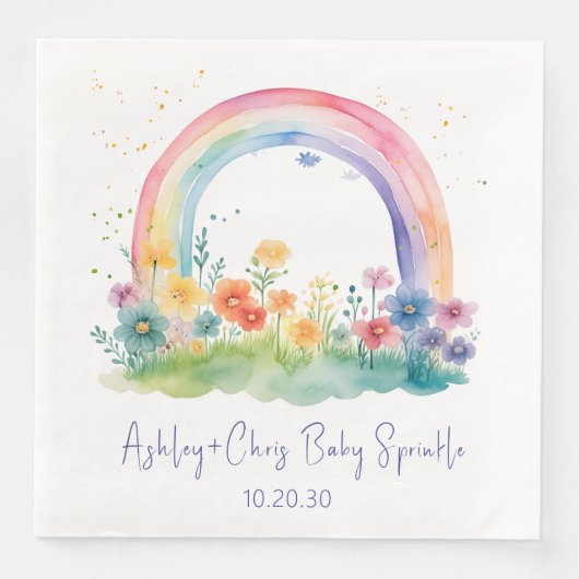 Serviette En Papier Fleur sauvage Rainbow Baby Girl Sprinkle (Devant)
