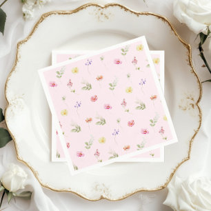 Serviette En Papier Fleur sauvage rose pâle Bébé en fleurs Baby Shower