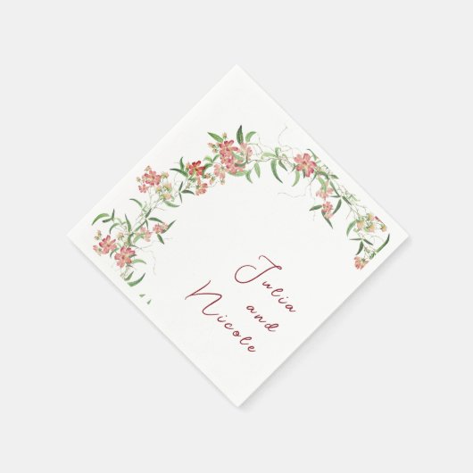 Serviette En Papier Fleur sauvage rose Rose Spring Garland Mariage (Coin)