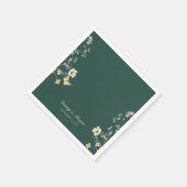 Serviette En Papier Fleur sauvage rustique Frame Emerald Mariage vert (Coin)