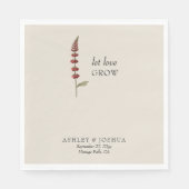 Serviette En Papier Fleur sauvage rustique laisser l'amour grandir Mar (Devant)