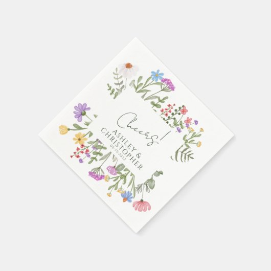 Serviette En Papier Fleur sauvage rustique moderne (Coin)