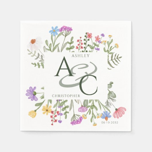 Serviette En Papier Fleur sauvage rustique moderne (Devant)