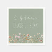 Serviette En Papier Fleur sauvage Sage Green Boho Chic (Devant)