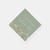 Serviette En Papier Fleur sauvage Sage Green Boho Chic (Coin)
