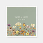 Serviette En Papier Fleur sauvage Sage Green Boho Mariage Napkins (Devant)