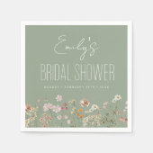 Serviette En Papier Fleur sauvage Sage Green Fête des mariées Boho En (Devant)