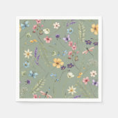 Serviette En Papier Fleur sauvage Sage Green Fête des mariées élégante (Devant)