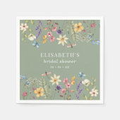 Serviette En Papier Fleur sauvage Sage Green Fête des mariées Papier N (Devant)