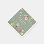 Serviette En Papier Fleur sauvage Sage Green Fête des mariées Papier N (Coin)