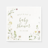 Serviette En Papier Fleur sauvage Sage Green Rustic Boho Baby shower (Devant)