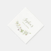 Serviette En Papier Fleur sauvage Sage Green Rustic Boho Fête des mari (Coin)