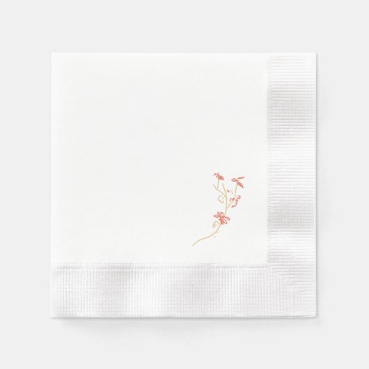 Serviette En Papier Fleur sauvage simple | Serviettes blanches (Devant)