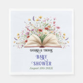Serviette En Papier Fleur sauvage Storybook Baby shower bleu (Devant)