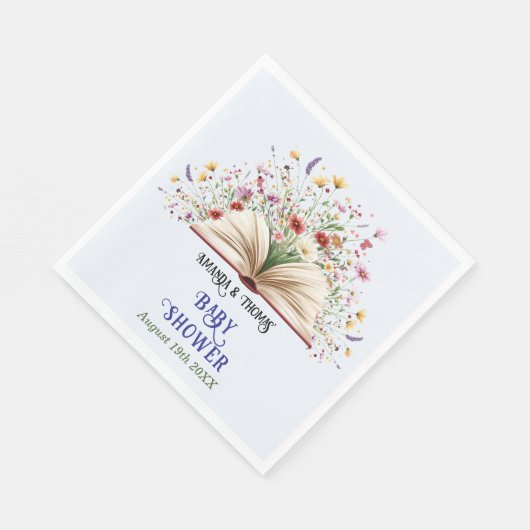 Serviette En Papier Fleur sauvage Storybook Baby shower bleu (Coin)