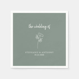 Serviette En Papier Fleur sauvage vert Sage Mariage