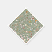 Serviette En Papier Fleur sauvage Vert Sage Mariage Boho Dans Bloom Ga (Coin)