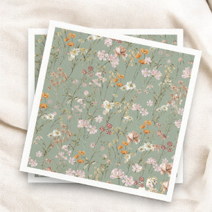 Serviette En Papier Fleur sauvage Vert Sage Mariage Boho Dans Bloom Ga