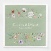Serviette En Papier Fleur sauvage vert Sage personnalisé (Devant)