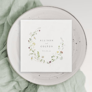 Serviette En Papier Fleur sauvage vert Sage Rustique Boho Mariage Napk