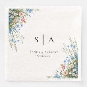 Serviette En Papier Fleur sauvage vintage Mariage