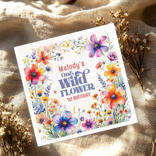 Serviette En Papier Fleur sauvage Wild One 1er anniversaire 