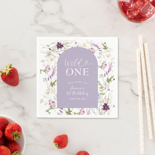 Serviette En Papier Fleur sauvage Wild ONE Papier à papillon (En situation)