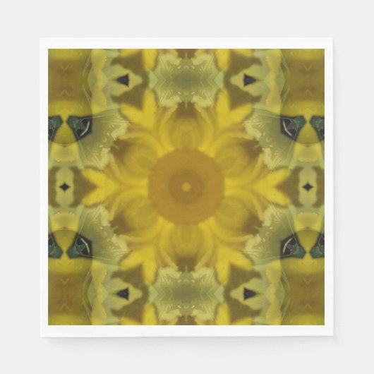 Serviette En Papier Fleur soleil éclate dorée (Devant)