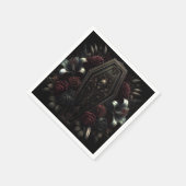 Serviette En Papier Fleur sombre et morbide Crâne Cercueil Mariage got (Coin)