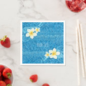 Serviette En Papier Fleur Tropical Plumeria Bleu Summer Party (En situation)