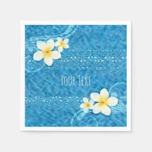 Serviette En Papier Fleur Tropical Plumeria Bleu Summer Party