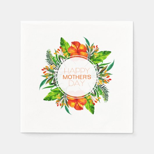 Serviette En Papier Fleur tropicale Bonne fête des mères | Serviette d (Devant)