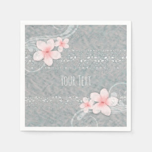 Serviette En Papier Fleur tropicale de Plumeria gris rose fête d'été