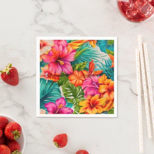 Serviette En Papier Fleur tropicale d'Hibiscus (En situation)