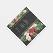 Serviette En Papier Fleur tropicale et mariage feuille couleur foncé (Coin)