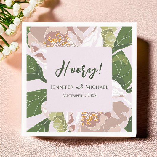 Serviette En Papier Fleur verdoyante et mariage élégant