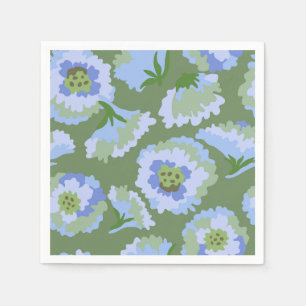 Serviette En Papier Fleur verte et bleue