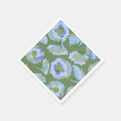 Serviette En Papier Fleur verte et bleue (Coin)