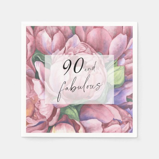 Serviette En Papier Fleur vintage 90e fête d'anniversaire (Devant)