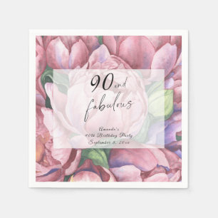 Serviette En Papier Fleur vintage 90e fête d'anniversaire
