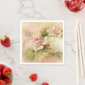 Serviette En Papier Fleur vintage rose rose (En situation)
