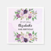 Serviette En Papier Fleur violet rose violet anniversaire (Devant)