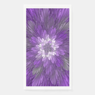 Serviette En Papier Fleur Violette Psychedélique Art Fractal Abstrait