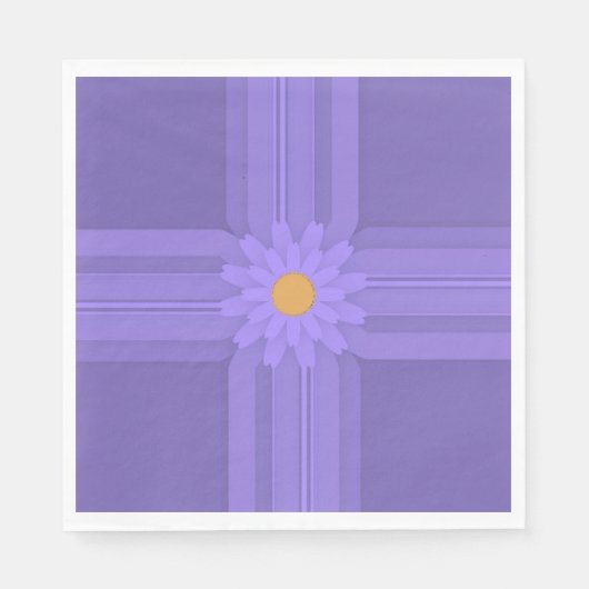 Serviette En Papier Fleur Violette Simple sur Croix Moderne (Devant)