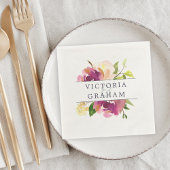 Serviette En Papier Fleur vive | Floral Mariage personnalisé