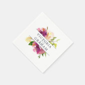 Serviette En Papier Fleur vive | Floral Mariage personnalisé (Coin)