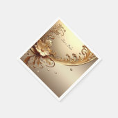 Serviette En Papier Fleurie Ornée Dorée (Coin)