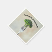 Serviette En Papier Fleuron de brocoli frais sur une fourchette avec c (Coin)