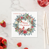 Serviette En Papier Fleuron rustique moderne Joyeux Noël (En situation)